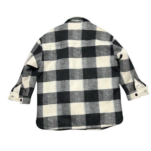 Abercrombie & Fitch Oversize Plaid Jacket Black & White Winter Outdoor M - Picture 2 of 6